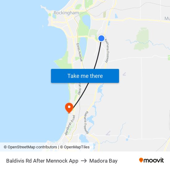 Baldivis Rd After Mennock App to Madora Bay map