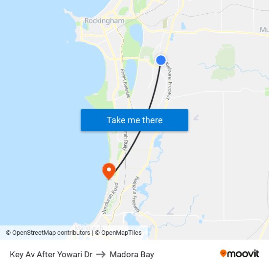 Key Av After Yowari Dr to Madora Bay map