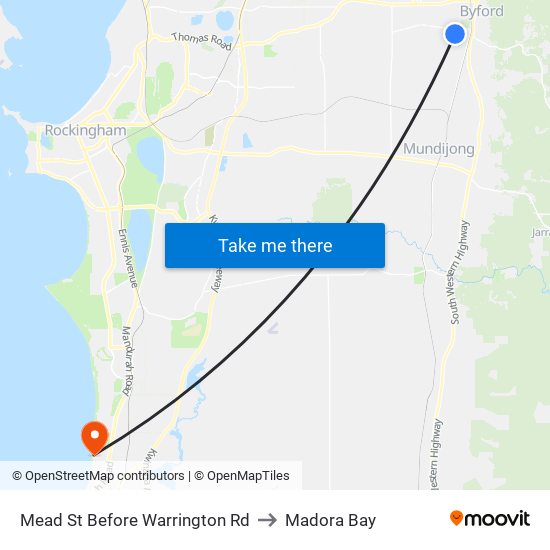 Mead St Before Warrington Rd to Madora Bay map