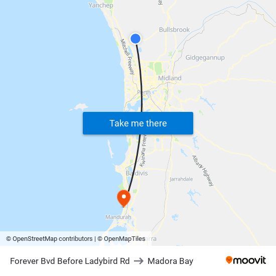 Forever Bvd Before Ladybird Rd to Madora Bay map