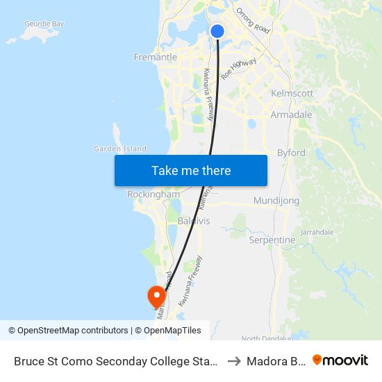 Bruce St Como Seconday College Stand 2 to Madora Bay map