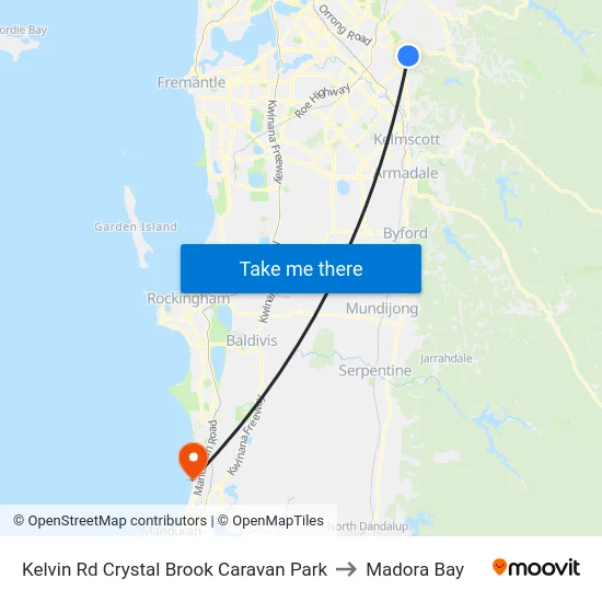 Kelvin Rd Crystal Brook Caravan Park to Madora Bay map
