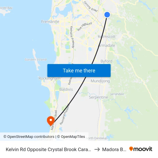 Kelvin Rd Opposite Crystal Brook Caravan to Madora Bay map