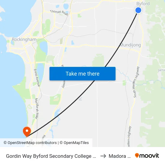 Gordin Way Byford Secondary College Stand 2 to Madora Bay map