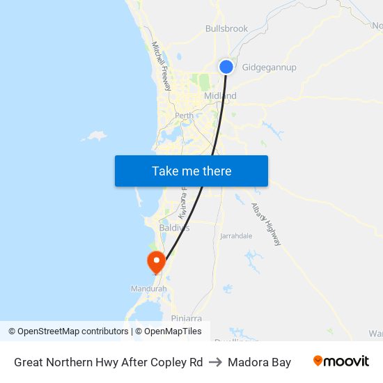 Great Northern Hwy After Copley Rd to Madora Bay map