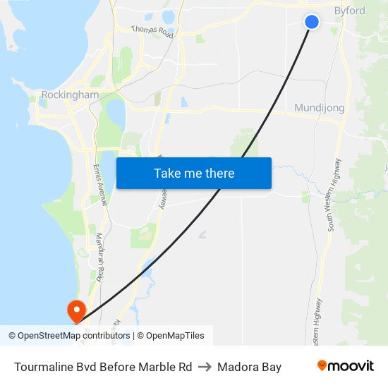 Tourmaline Bvd Before Marble Rd to Madora Bay map