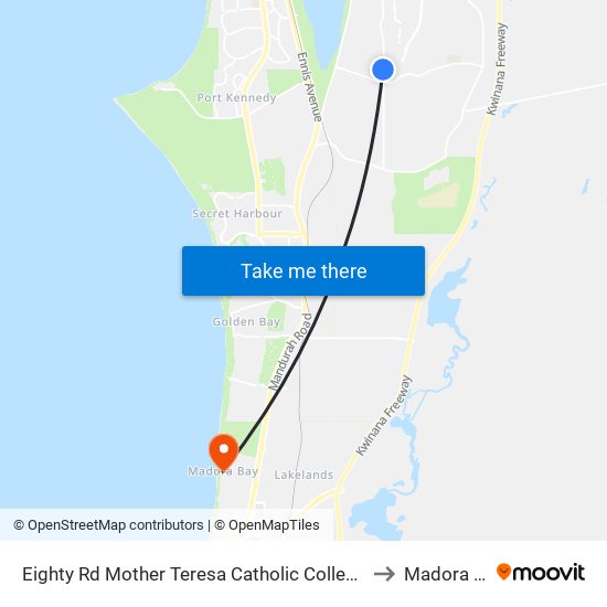 Eighty Rd Mother Teresa Catholic College Stand 2 to Madora Bay map