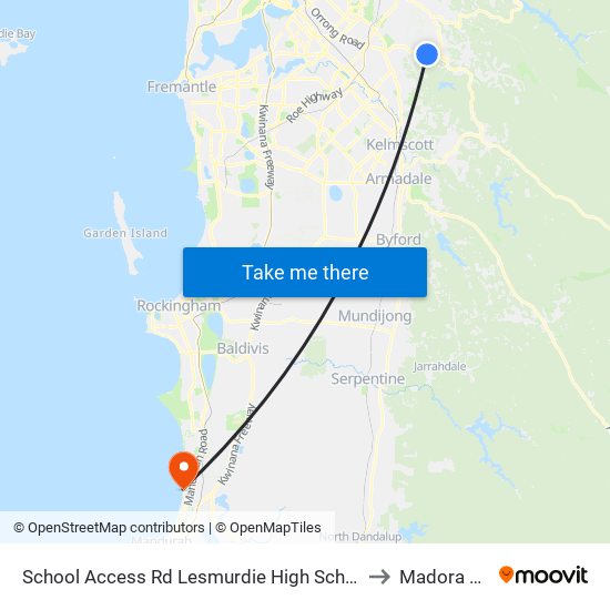 School Access Rd Lesmurdie High School S2 to Madora Bay map