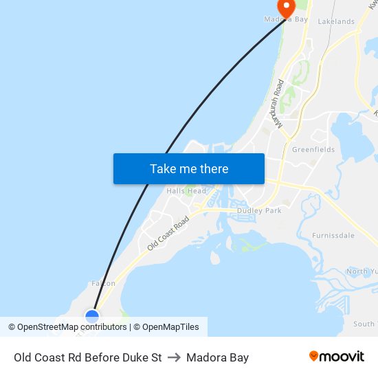 Old Coast Rd Before Duke St to Madora Bay map