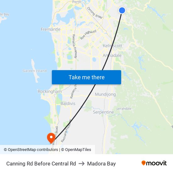 Canning Rd Before Central Rd to Madora Bay map