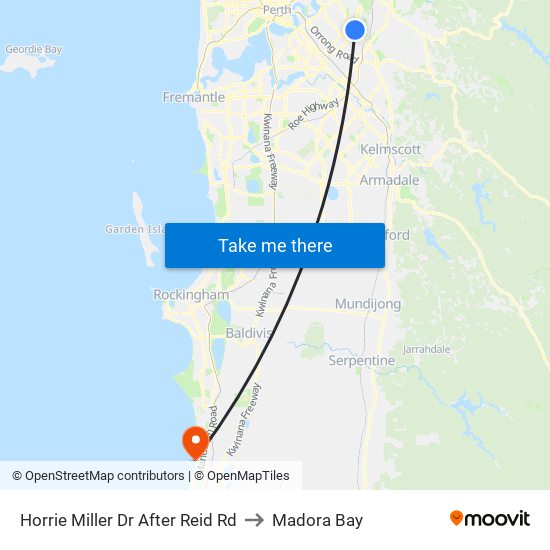 Horrie Miller Dr After Reid Rd to Madora Bay map