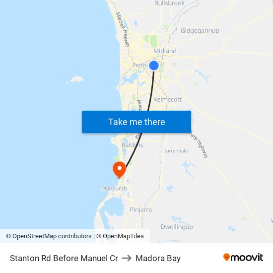 Stanton Rd Before Manuel Cr to Madora Bay map