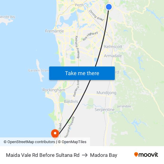 Maida Vale Rd Before Sultana Rd to Madora Bay map