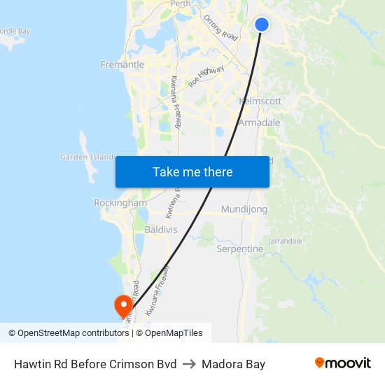 Hawtin Rd Before Crimson Bvd to Madora Bay map