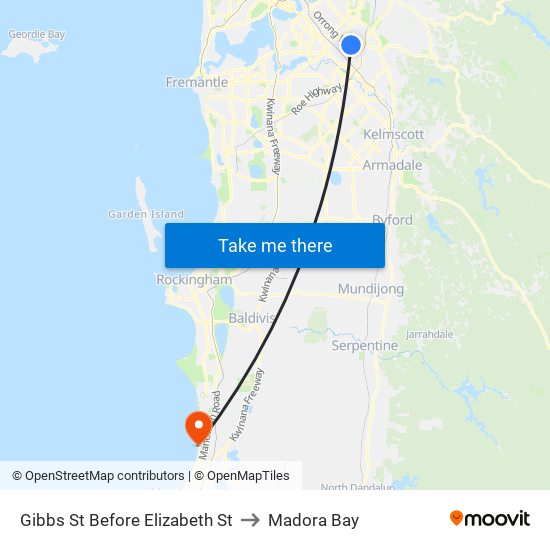 Gibbs St Before Elizabeth St to Madora Bay map