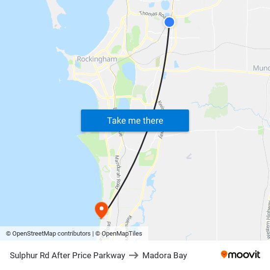 Sulphur Rd After Price Parkway to Madora Bay map