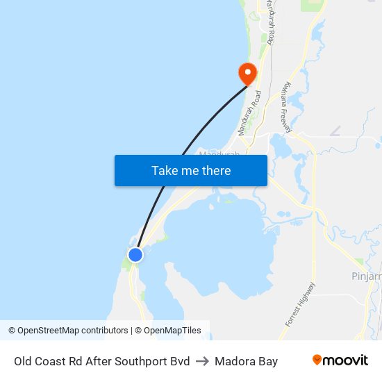 Old Coast Rd After Southport Bvd to Madora Bay map