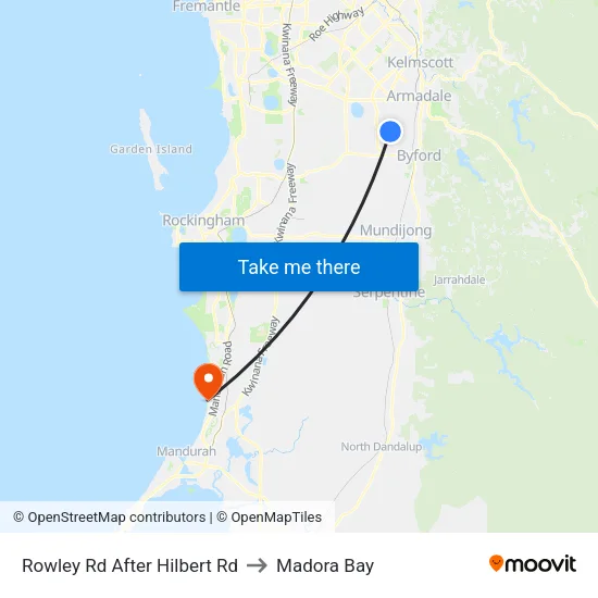 Rowley Rd After Hilbert Rd to Madora Bay map