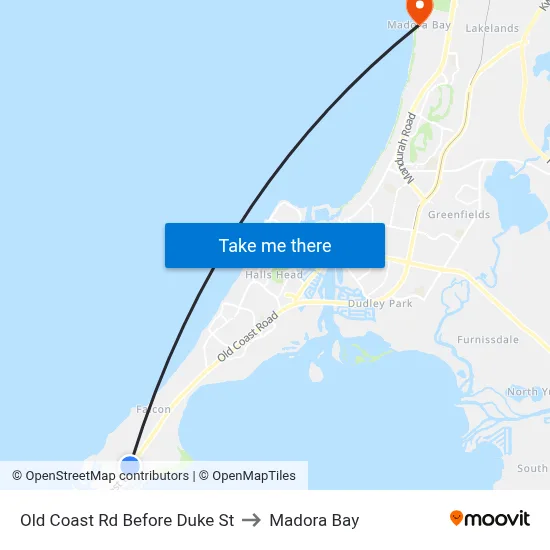 Old Coast Rd Before Duke St to Madora Bay map