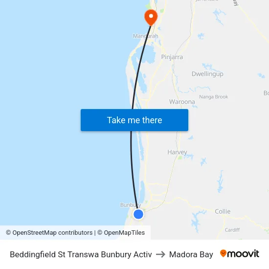 Beddingfield St Transwa Bunbury Activ to Madora Bay map
