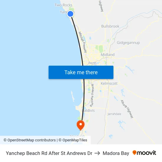 Yanchep Beach Rd After St Andrews Dr to Madora Bay map