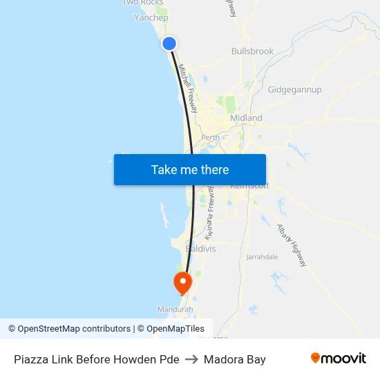 Piazza Link Before Howden Pde to Madora Bay map