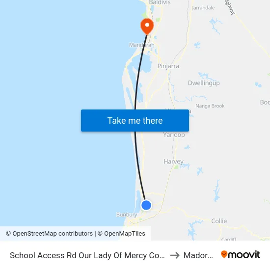 School Access Rd Our Lady Of Mercy College Australind to Madora Bay map