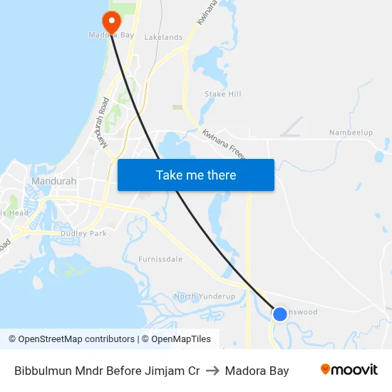 Bibbulmun Mndr Before Jimjam Cr to Madora Bay map