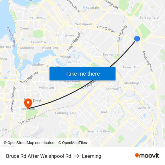 Bruce Rd After Welshpool Rd to Leeming map