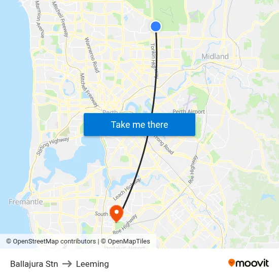 Ballajura Stn to Leeming map