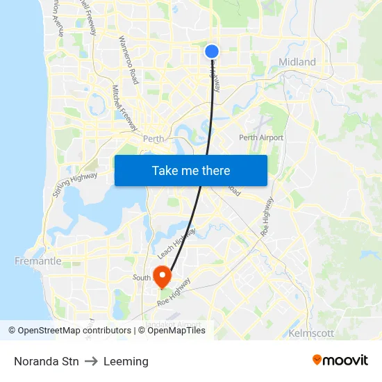 Noranda Stn to Leeming map