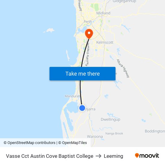 Vasse Cct Austin Cove Baptist College to Leeming map