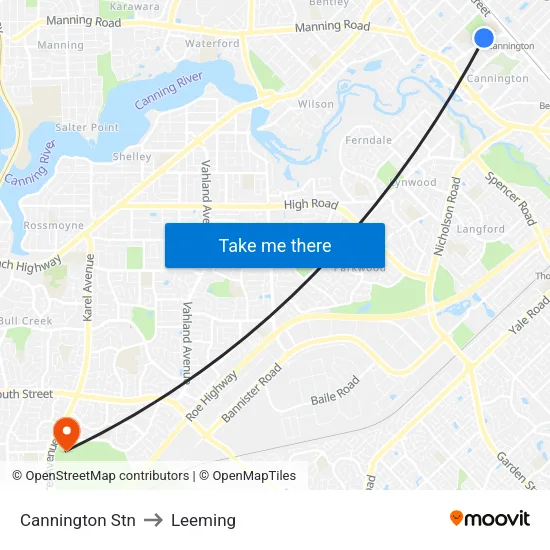 Cannington Stn to Leeming map
