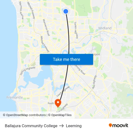 Ballajura Community College to Leeming map