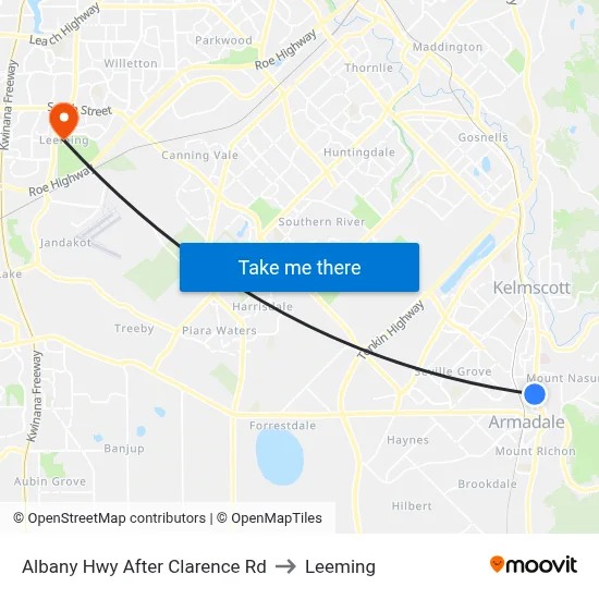 Albany Hwy After Clarence Rd to Leeming map