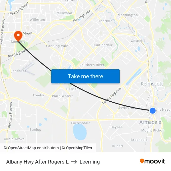 Albany Hwy After Rogers L to Leeming map