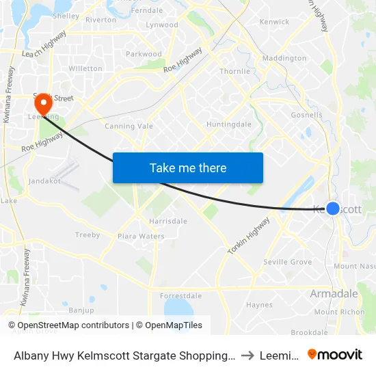 Albany Hwy Kelmscott Stargate Shopping Ctr to Leeming map