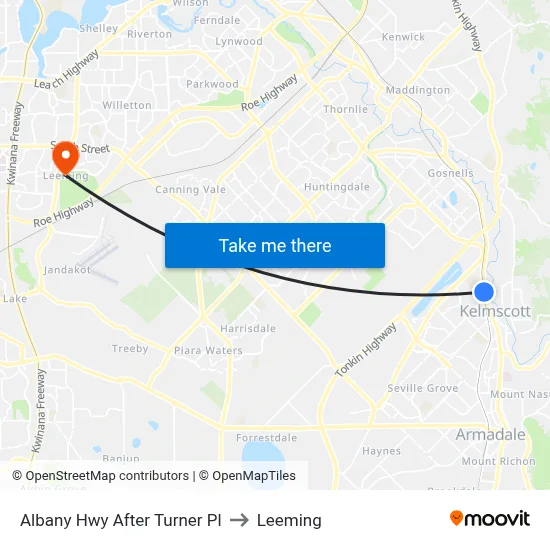 Albany Hwy After Turner Pl to Leeming map