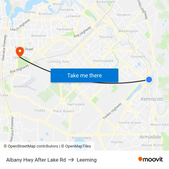 Albany Hwy After Lake Rd to Leeming map