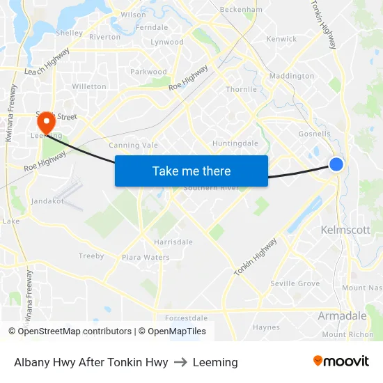 Albany Hwy After Tonkin Hwy to Leeming map