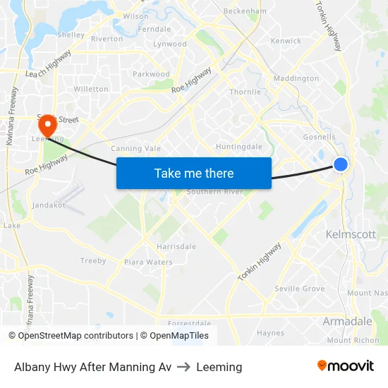 Albany Hwy After Manning Av to Leeming map