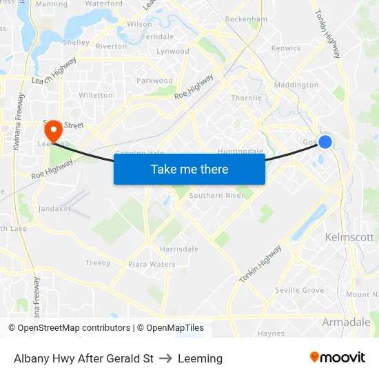 Albany Hwy After Gerald St to Leeming map