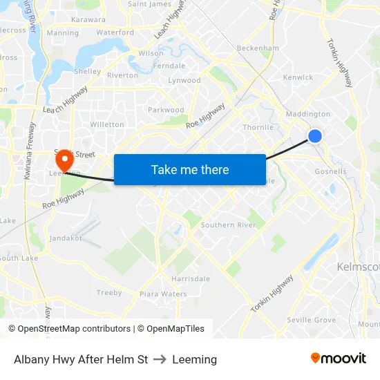Albany Hwy After Helm St to Leeming map