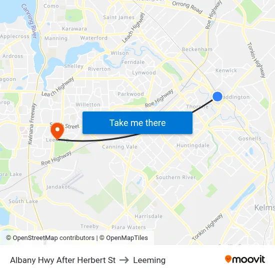 Albany Hwy After Herbert St to Leeming map