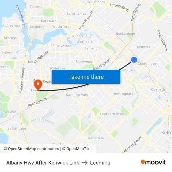 Albany Hwy After Kenwick Link to Leeming map
