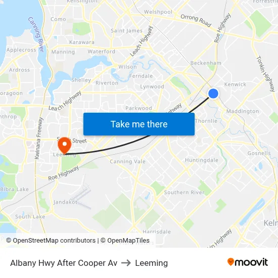 Albany Hwy After Cooper Av to Leeming map