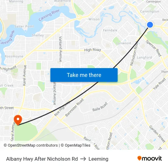 Albany Hwy After Nicholson Rd to Leeming map