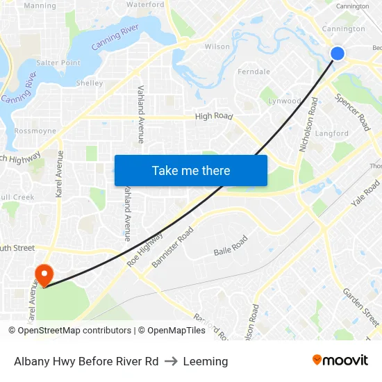 Albany Hwy Before River Rd to Leeming map