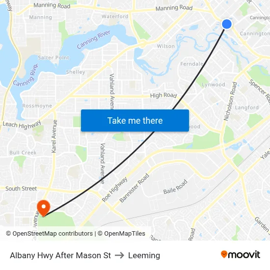 Albany Hwy After Mason St to Leeming map