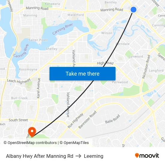 Albany Hwy After Manning Rd to Leeming map